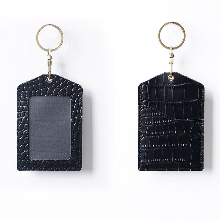 Luxury Genuine Crazy Horse Leather ID Employee Student ID Card Badge Holder