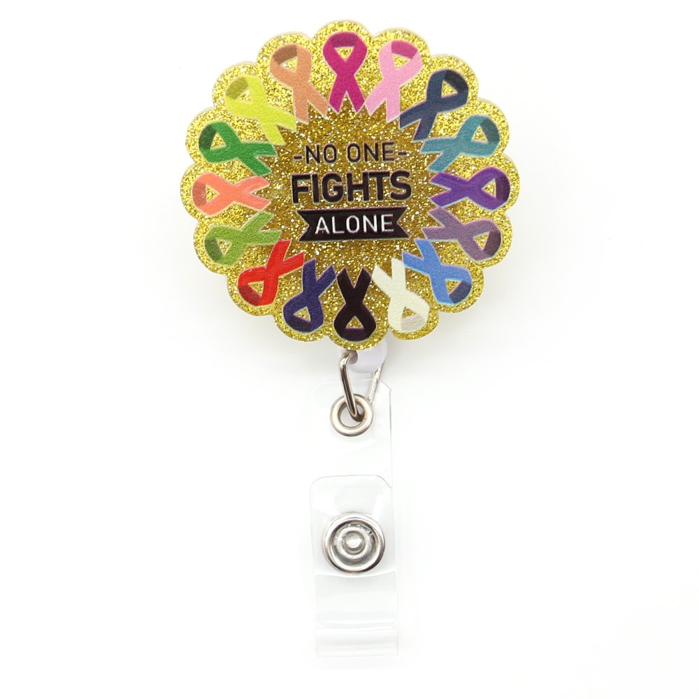 Acrylic Sunflower Badge Holder Glitter Plastic Ribbon Soccer Retractable Badge Reel For Nurse Accessories