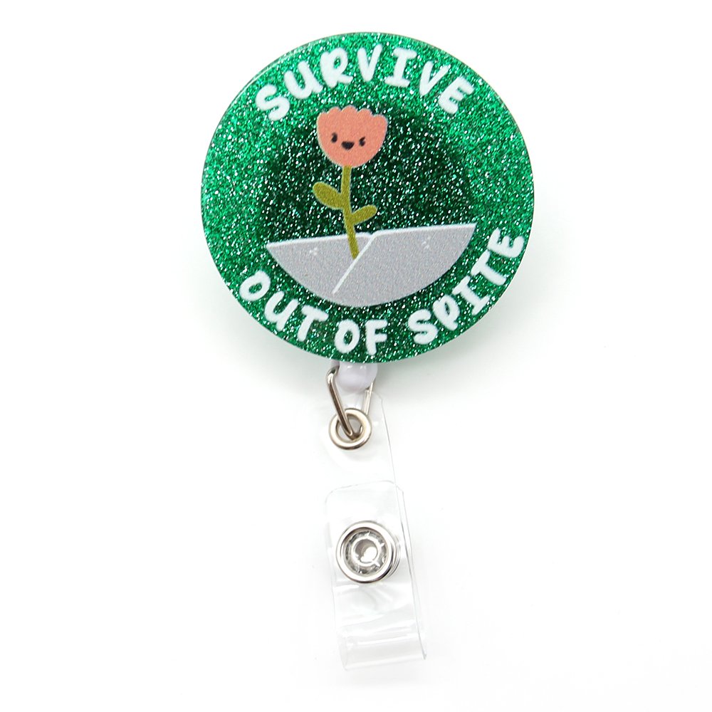 Acrylic Sunflower Badge Holder Glitter Plastic Ribbon Soccer Retractable Badge Reel For Nurse Accessories