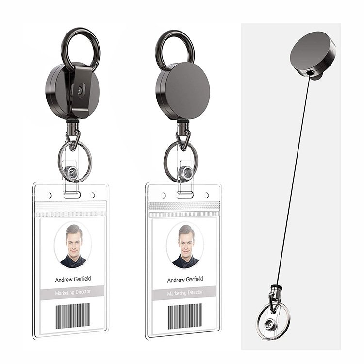 Custom Logo Retractable KeyChain Multifunction Badge Holder Reel with Steel Cable Wholesale Blank Key Chain Retractable KeyChain