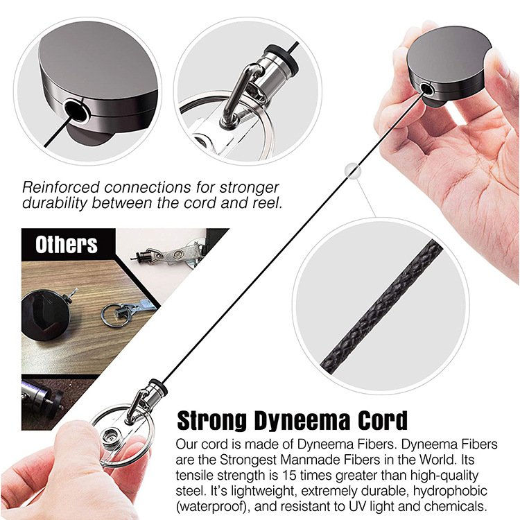 Custom Logo Retractable KeyChain Multifunction Badge Holder Reel with Steel Cable Wholesale Blank Key Chain Retractable KeyChain
