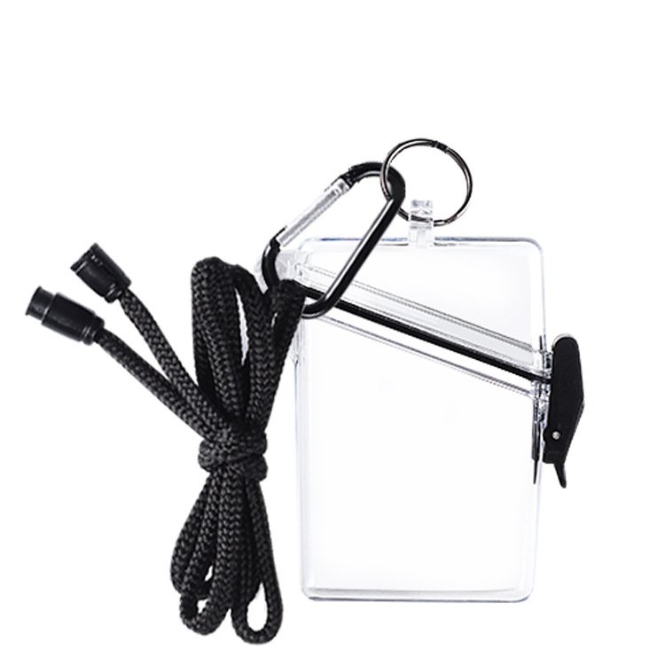 Waterproof ID Card Badge Holder Case Waterproof Sports Case Vertical Badge Holders with Lanyard and Keychain
