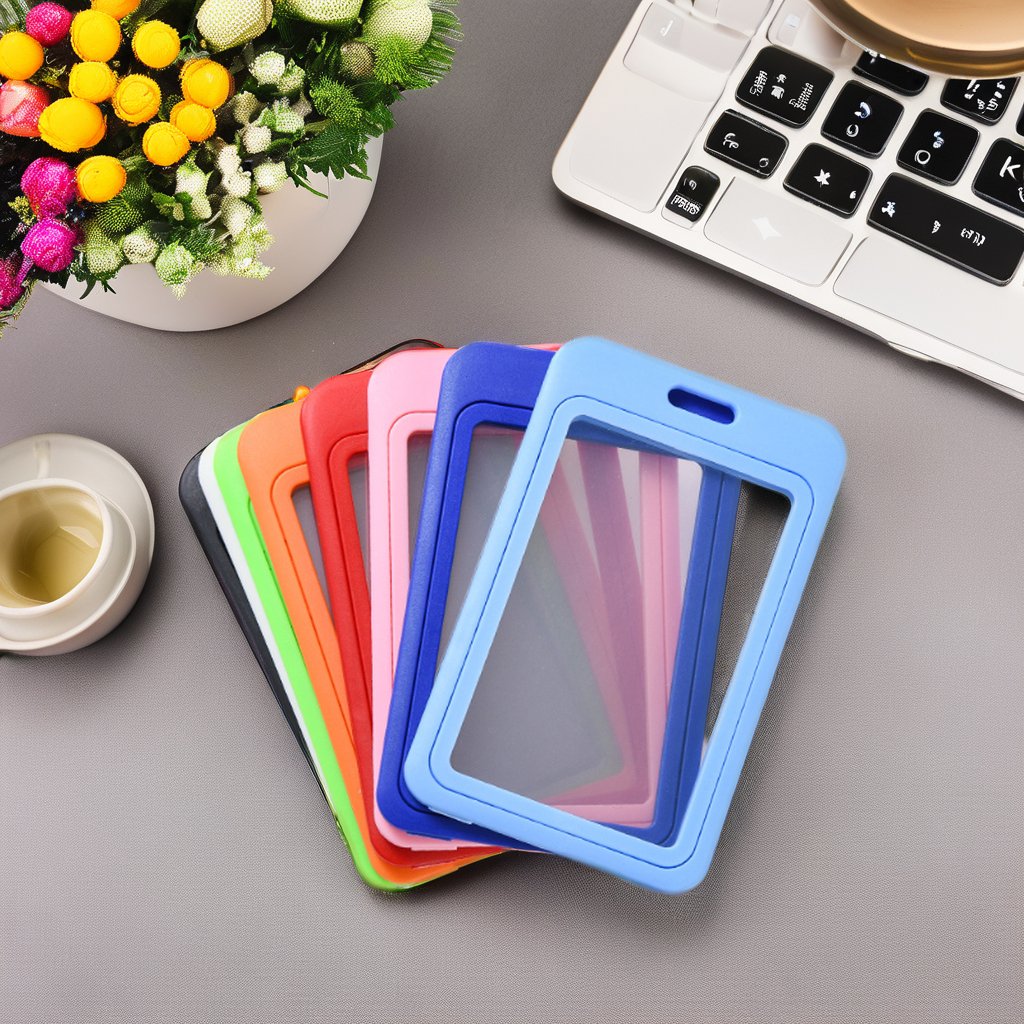 Wholesale Fashion Hard Plastic Double-Sided Transparent PP Color ID Card & Badge Holder Case Direct Stock Supply