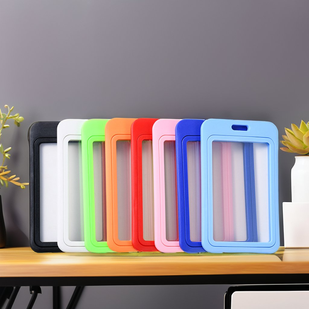 Wholesale Fashion Hard Plastic Double-Sided Transparent PP Color ID Card & Badge Holder Case Direct Stock Supply