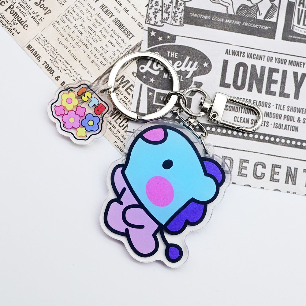 Wholesale custom anime double side clear printing hanging decoration diy bag pendant acrylic charm key chains Badge Accessories