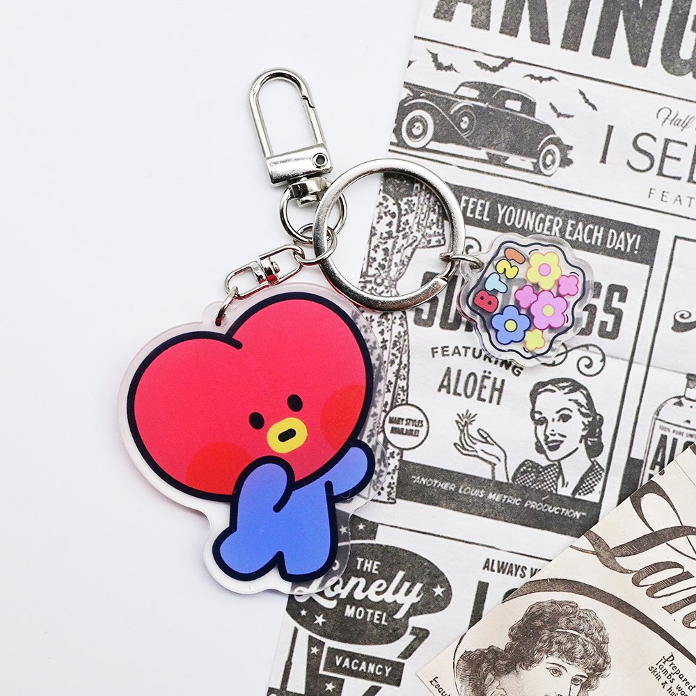Wholesale custom anime double side clear printing hanging decoration diy bag pendant acrylic charm key chains Badge Accessories