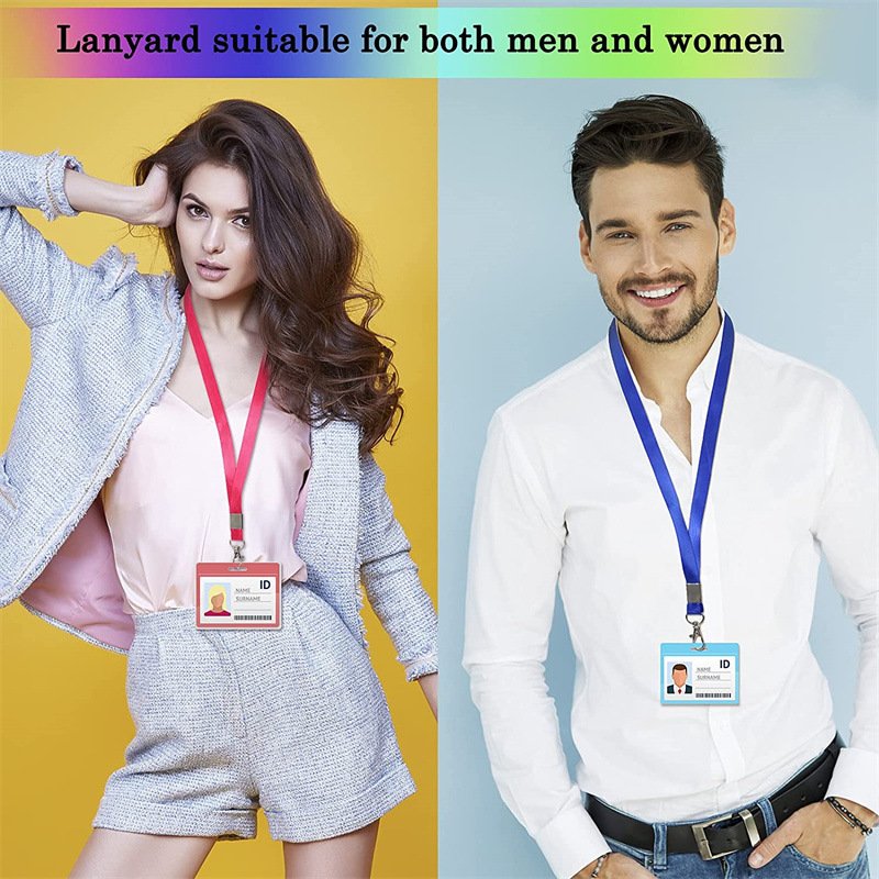 Soft Plastic PVC ID Card Holder Exhibition Waterproof Badge Holder With Polyester Lanyard Name Badge Holder With Neck Strap