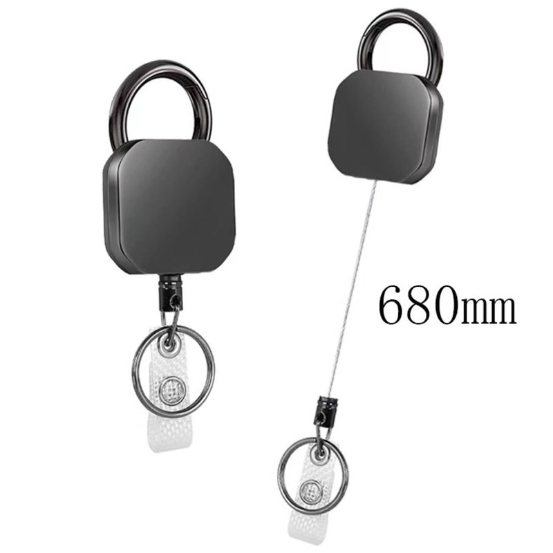 Square Metal Retractable Pull Key Ring Lost ID Card Badge Holder Badge Reel Retractable Badge Reel keychain