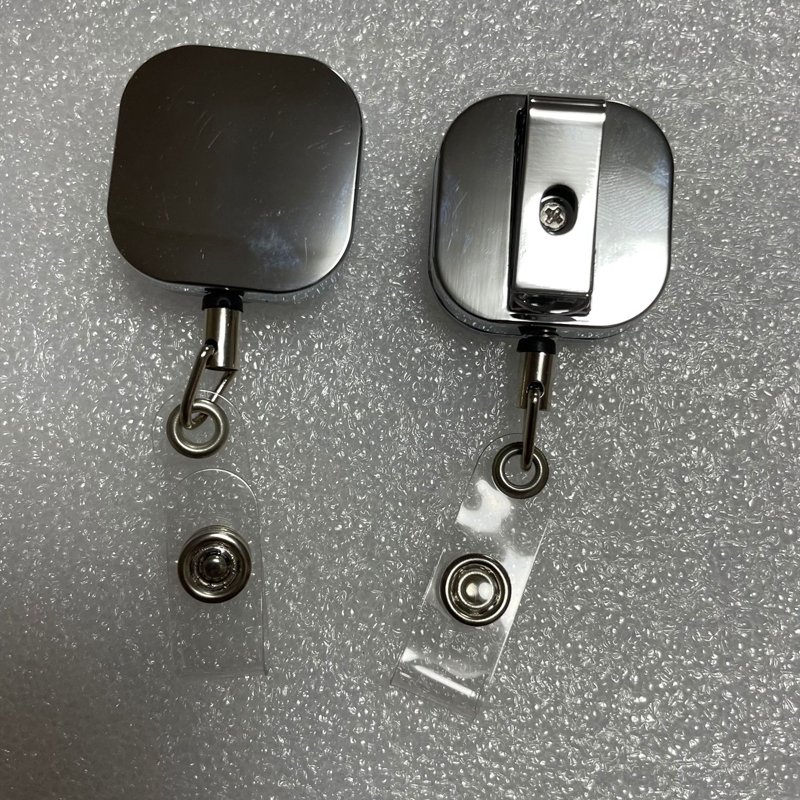 Square Metal Retractable Pull Key Ring Lost ID Card Badge Holder Badge Reel Retractable Badge Reel keychain