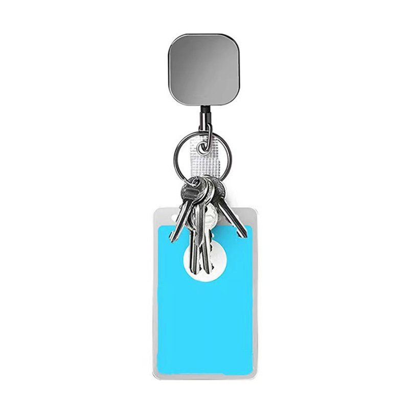 Square Metal Retractable Pull Key Ring Lost ID Card Badge Holder Badge Reel Retractable Badge Reel keychain