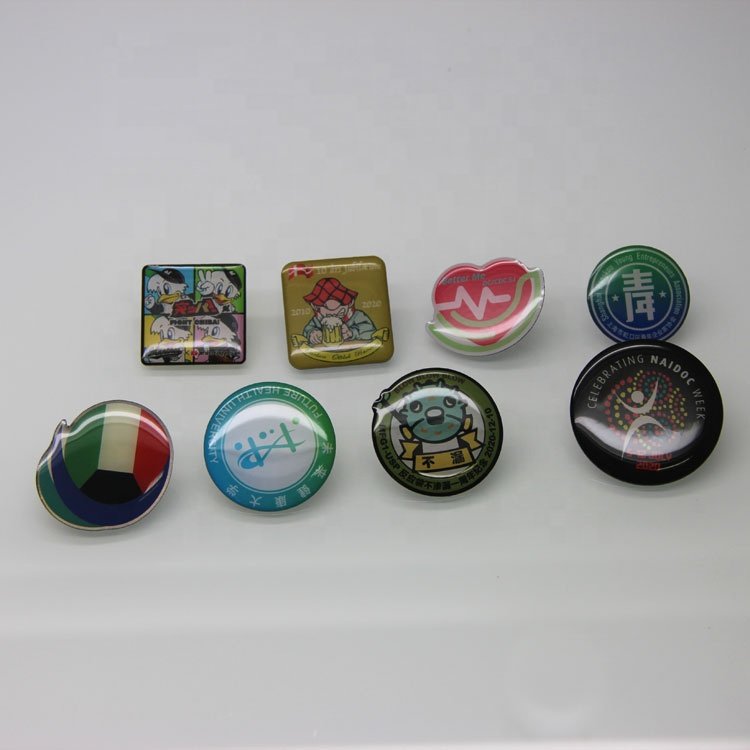 Custom metal magnetic medal brooches 3M adhesive women barcelona lapel print epoxy pin enamel name badge holder soccer pins