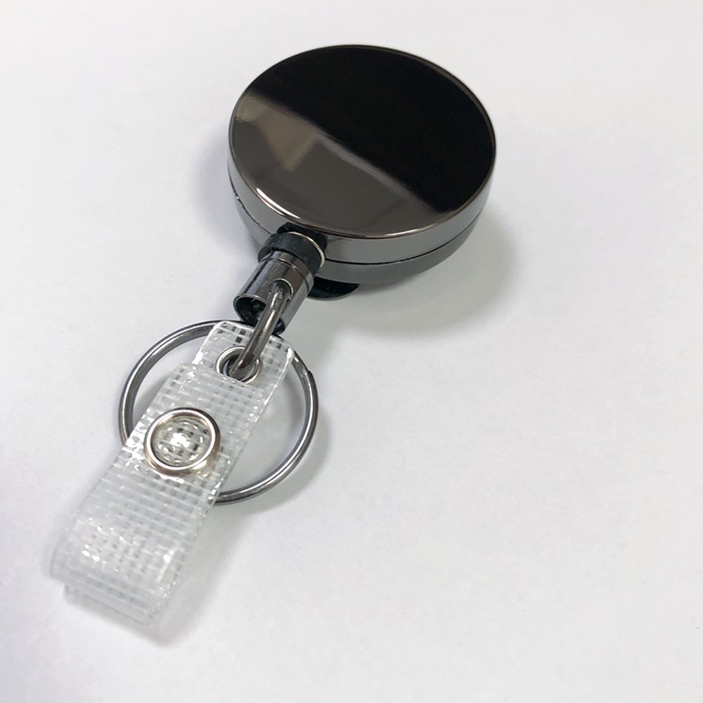 40mm Metal ID Badge Reel Belt Clip Keychain 60cm Steel Retractable Cord Badge Reel Heavy Duty Retractable Waterproof Badge Reel