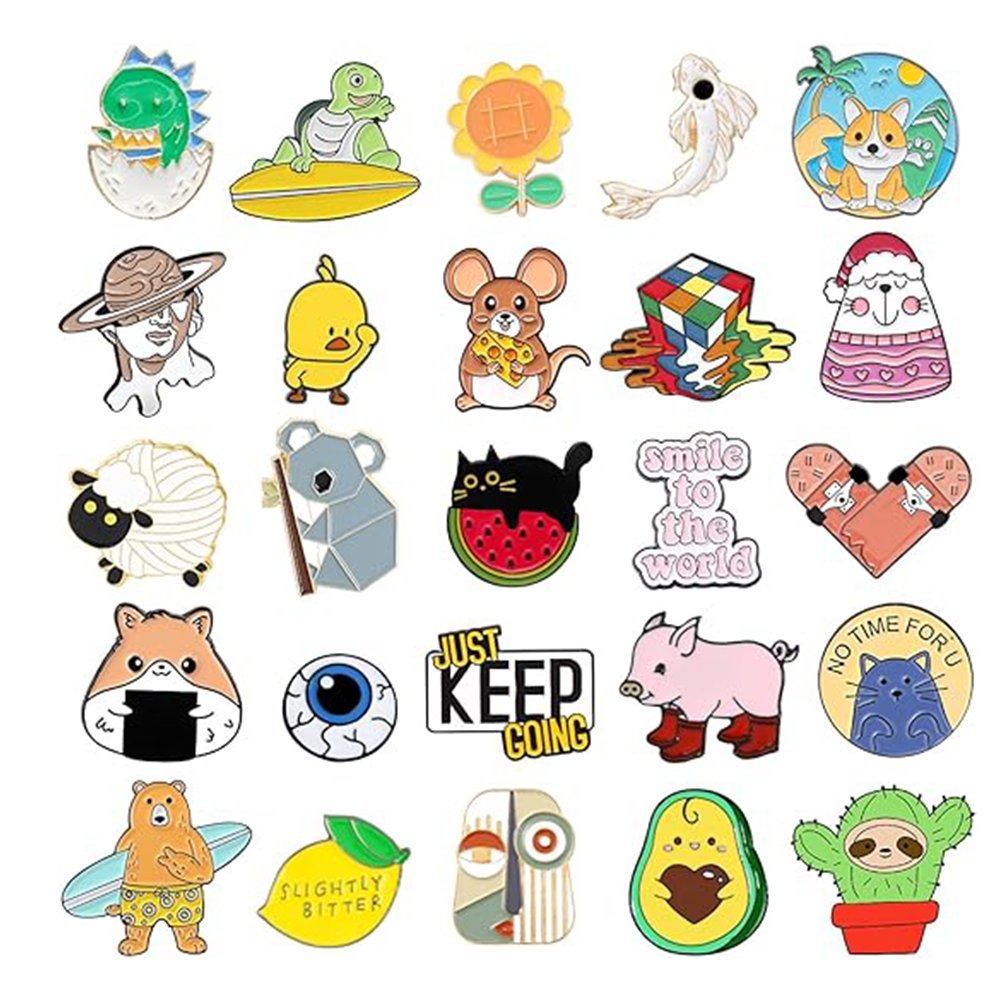 Enamel Brooch Bulk Set,Lapel Badges, Cartoon Plant Enamel Pin Sets, Funny Button Pins Jewelry for Backpack Cloths Hats Jacket