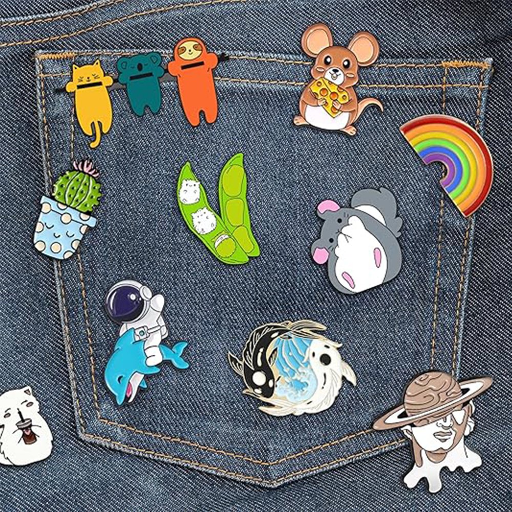 Enamel Brooch Bulk Set,Lapel Badges, Cartoon Plant Enamel Pin Sets, Funny Button Pins Jewelry for Backpack Cloths Hats Jacket