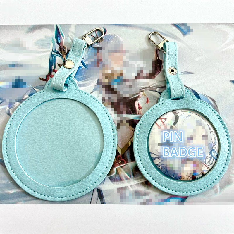 Personalized Pu Leather Badge Protective Bag Cut Round Keychain 58mm And 75mm Anime Badges Decoration Bag Accessories