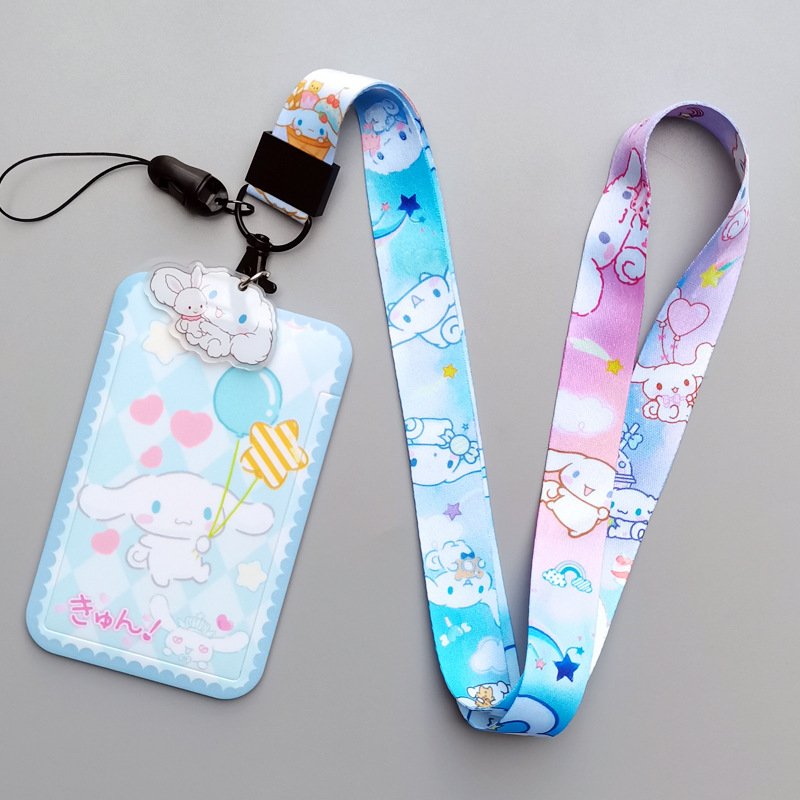 Lovely Cute Cartoon Cinnamoroll Card Holder With Lanyards ID Badge Plastic Card Cover Wholesale Anti Lost Lanyard Card Cover