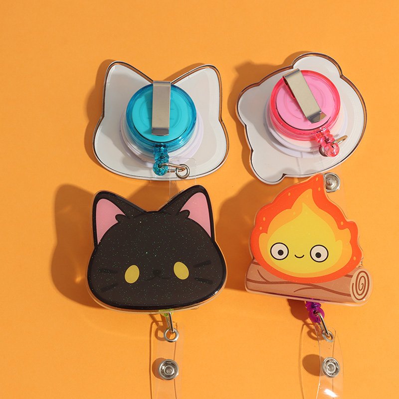 Easy Pull Acrylic Buckle LOGO Custom Your Own Design Card Badge Reel Swivel Easy-pull Buckle ID Card Holder Reel Retractable