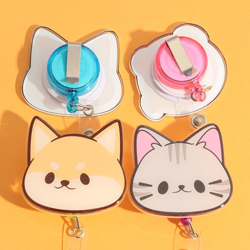 Easy Pull Acrylic Buckle LOGO Custom Your Own Design Card Badge Reel Swivel Easy-pull Buckle ID Card Holder Reel Retractable
