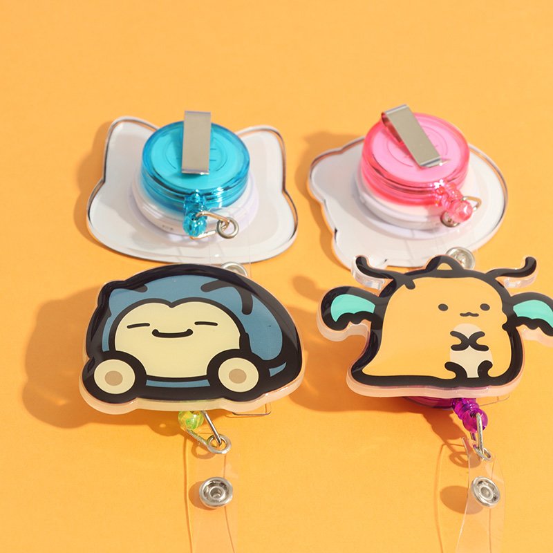 Easy Pull Acrylic Buckle LOGO Custom Your Own Design Card Badge Reel Swivel Easy-pull Buckle ID Card Holder Reel Retractable