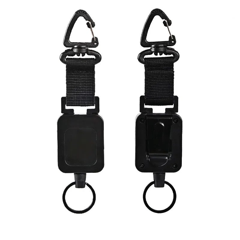 Pullther Mountaineering Buckle Heavy Badge Scroll Keychain Anti Release Rope Easy Pull Strap Detachable Nylon Ribbon Clip