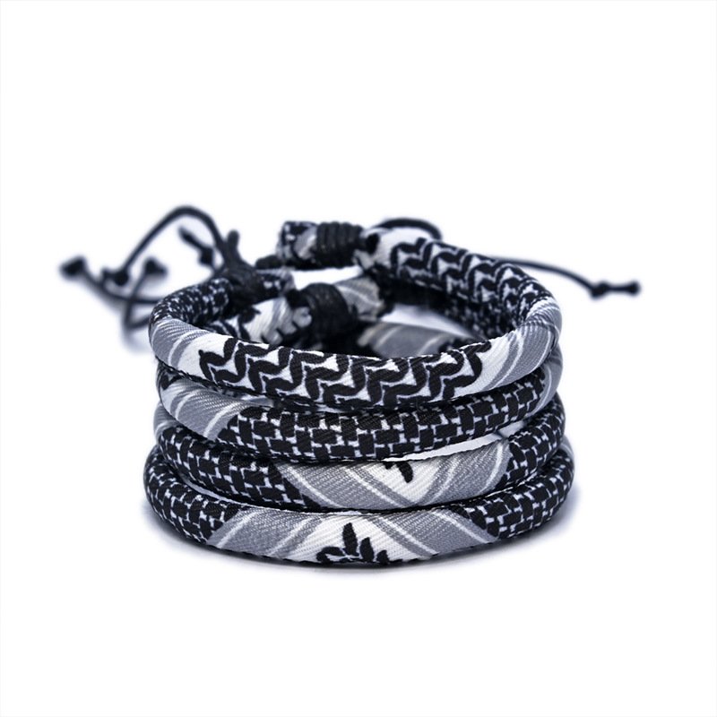 Four Colors Arabic Style Adjustable Braided Bracelet Multicolor Ethnic Style Bracelet Geometric Pattern Bracelet
