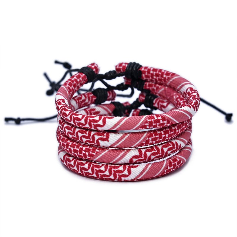 Four Colors Arabic Style Adjustable Braided Bracelet Multicolor Ethnic Style Bracelet Geometric Pattern Bracelet
