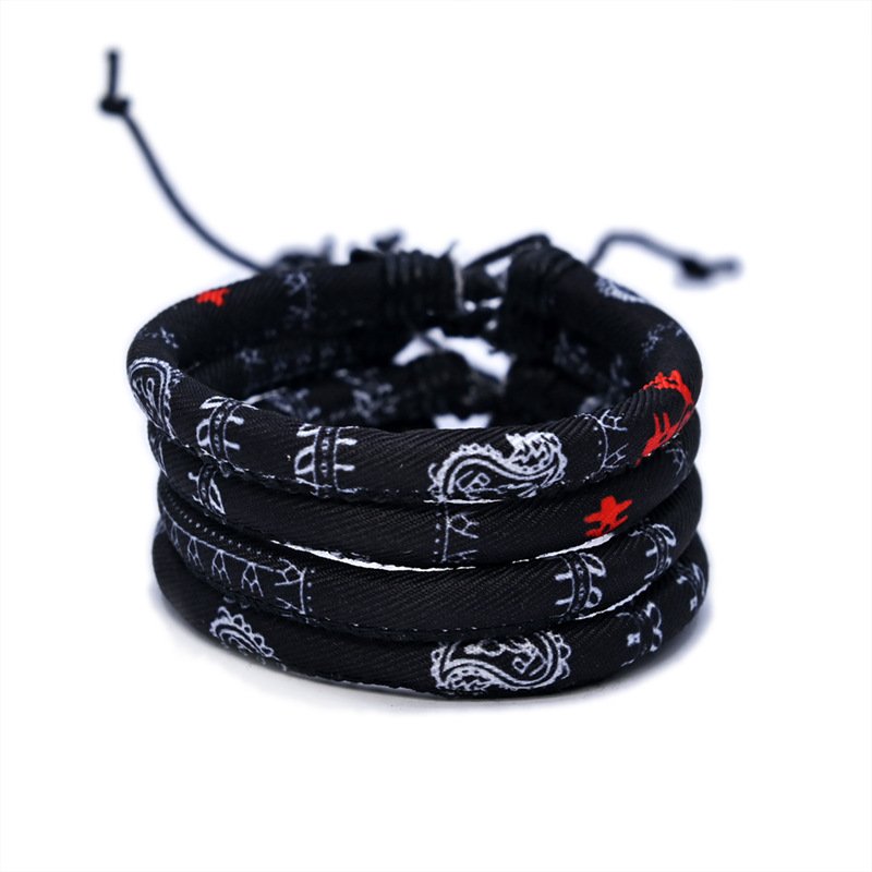 Four Colors Arabic Style Adjustable Braided Bracelet Multicolor Ethnic Style Bracelet Geometric Pattern Bracelet