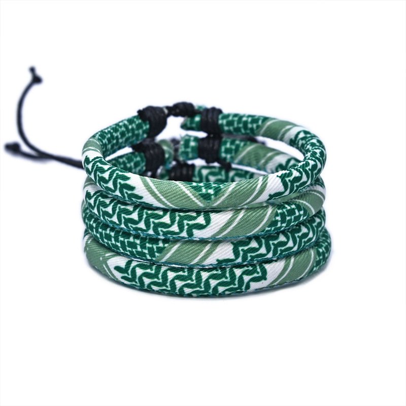 Four Colors Arabic Style Adjustable Braided Bracelet Multicolor Ethnic Style Bracelet Geometric Pattern Bracelet