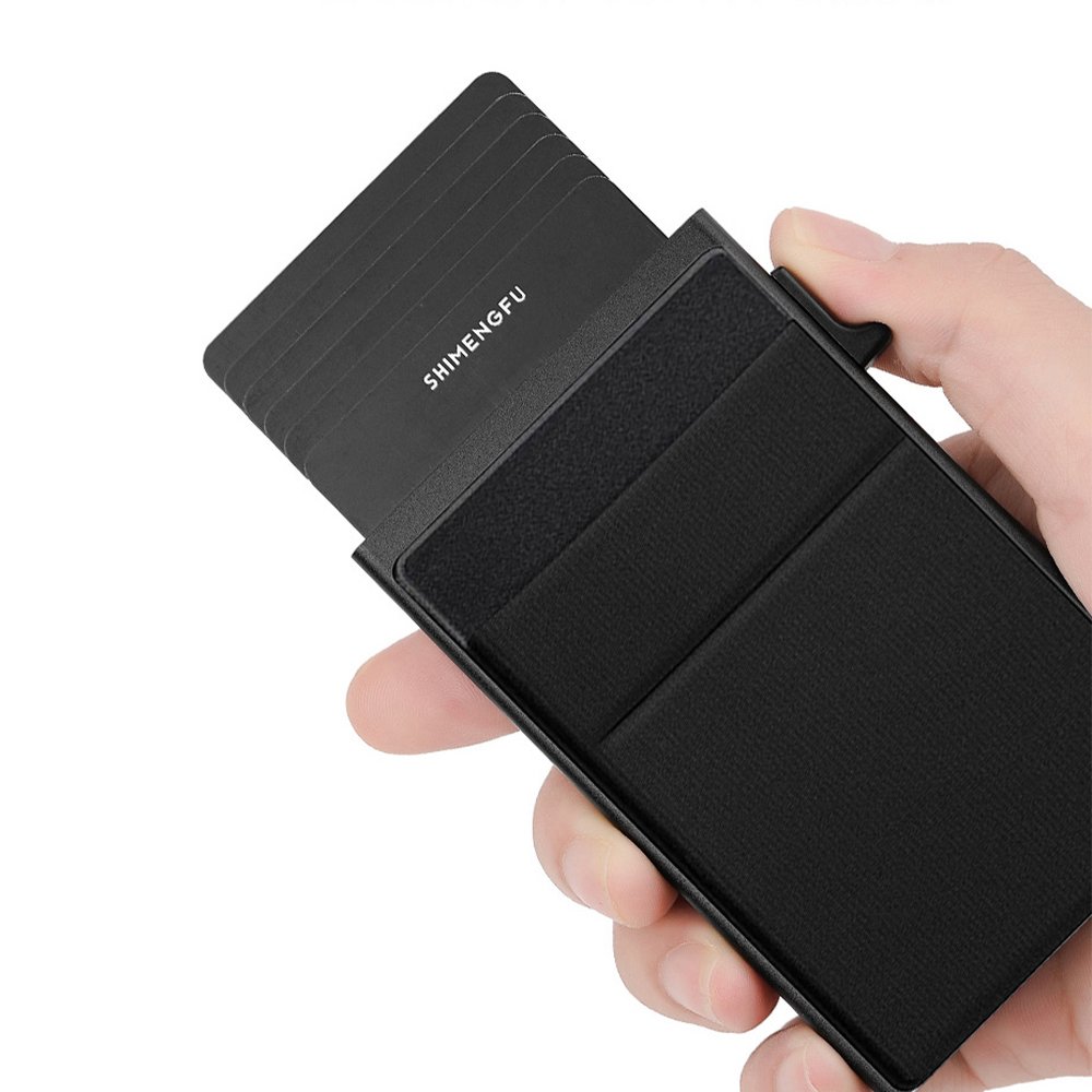 Pop Up Aluminum Card Wallet Minimalist Slim Card Cover Metal Wallet Protector With Elastic Bag for Men Women Credit Card Holder