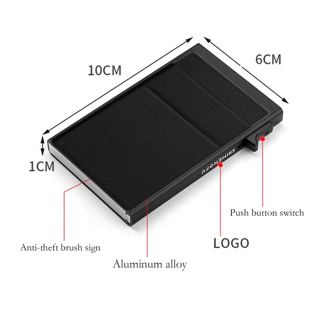 Pop Up Aluminum Card Wallet Minimalist Slim Card Cover Metal Wallet Protector With Elastic Bag for Men Women Credit Card Holder