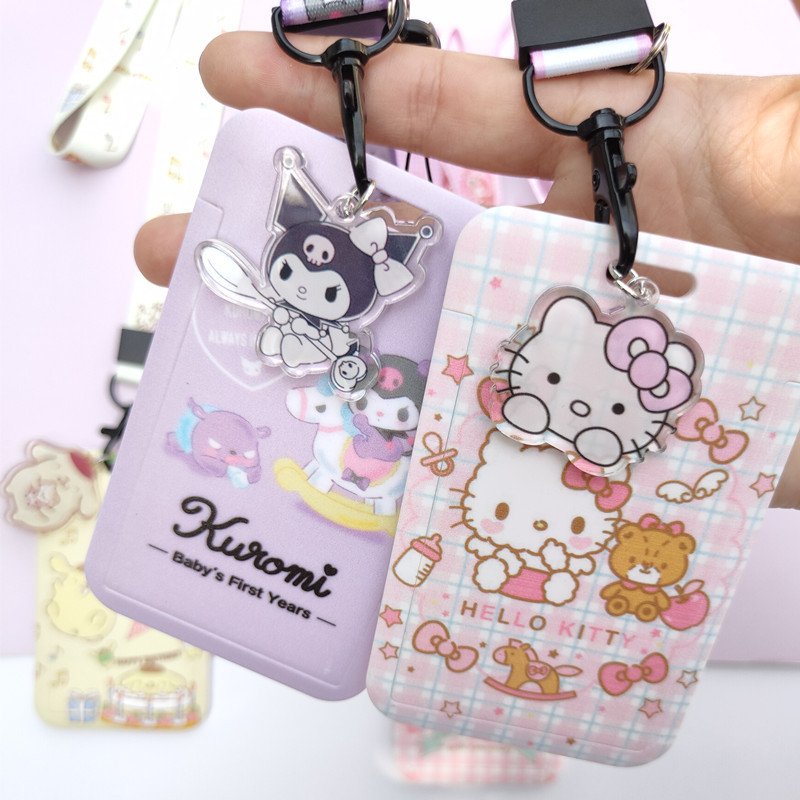 Cartoon student meal card ID badge card holder with lanyard