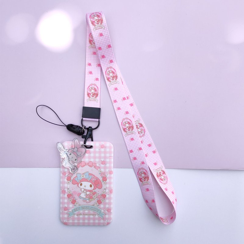 Cartoon student meal card ID badge card holder with lanyard