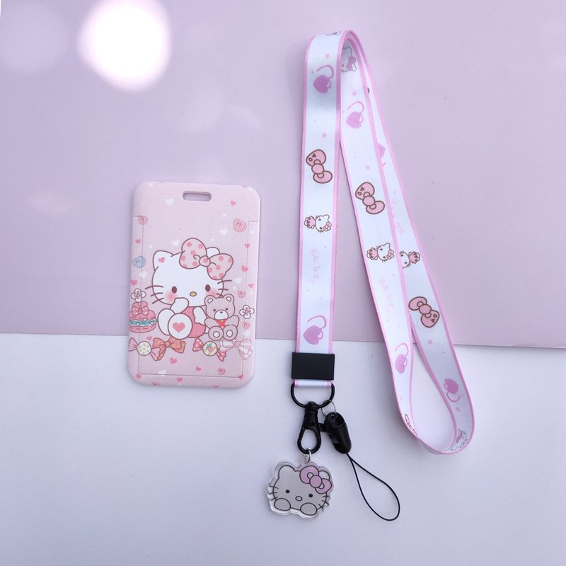 Cartoon student meal card ID badge card holder with lanyard