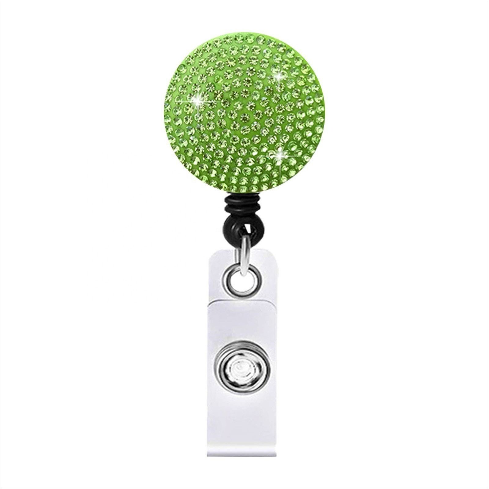 Mix Color Round Rhinestone Retractable Badge Holder Crystal Sparkly Retractable Badge Reels With Clip