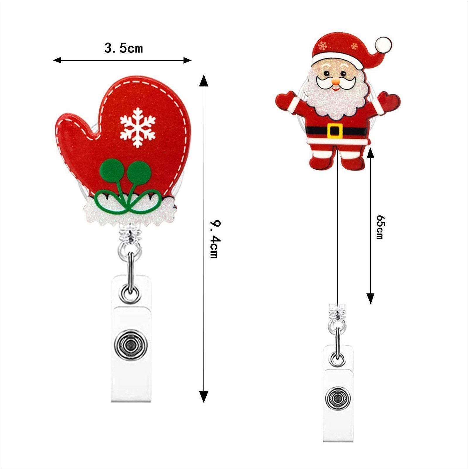 Christmas Office Nurse Gifts Glitter Acrylic Custom Badge Reels Acrylic ID Card Holder Retractable Badge Reel