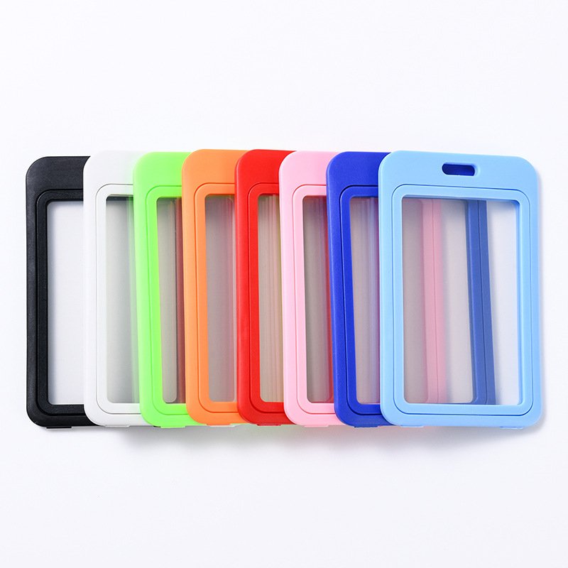 Plastic Hard Plastic Vertical ID Badge Holder Double Sided Transparent PP Open Feature Name Card Holder Ready Stock