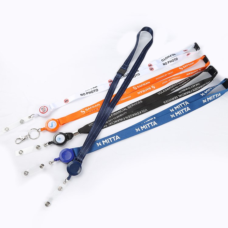Sublimation Printed Eco-friendly Breakaway Polyester Nylon Woven Lanyards With ID Card Badge Holder Polyester Lanyard