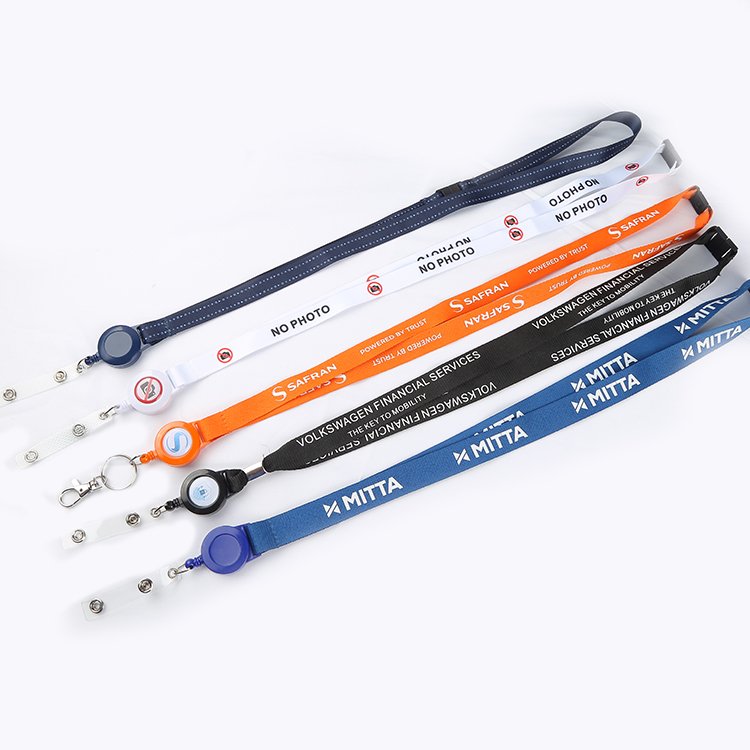 Sublimation Printed Eco-friendly Breakaway Polyester Nylon Woven Lanyards With ID Card Badge Holder Polyester Lanyard