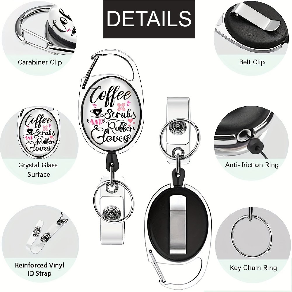 White Coffee Clove and ID badge holders with retractable reel badge holder with retractable heavy badge reel