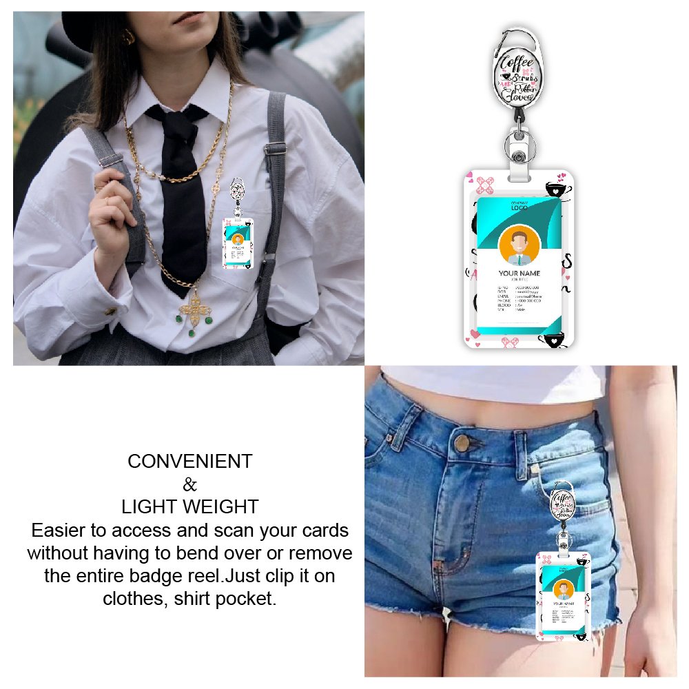 White Coffee Clove and ID badge holders with retractable reel badge holder with retractable heavy badge reel