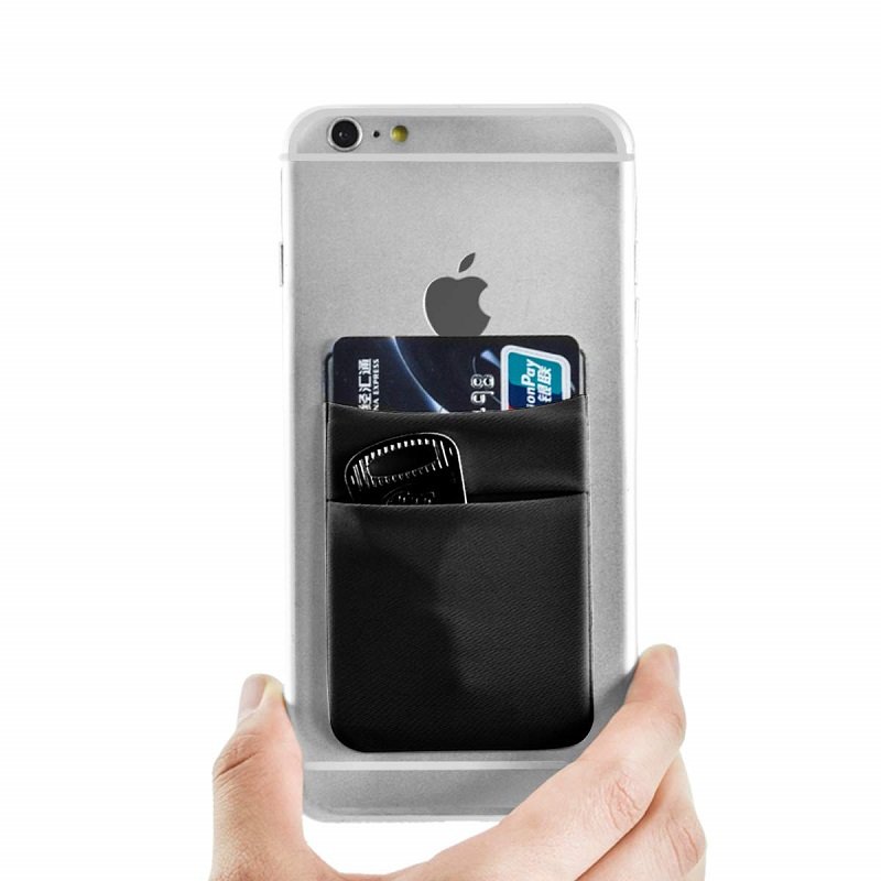 Cheap Durable Two Layer Customized LOGO Stretch Elastic Mobile Phone Wallet Sticker Credit Lycra Card Holder