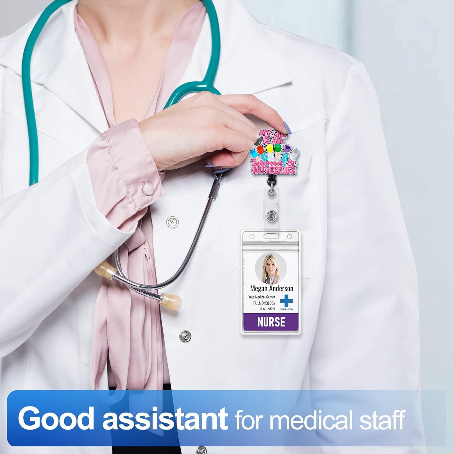 Medical Assistant Series Glitter Nurse Badge Reel With Clip Id Card Holder Doctor Nurse Badge Reel