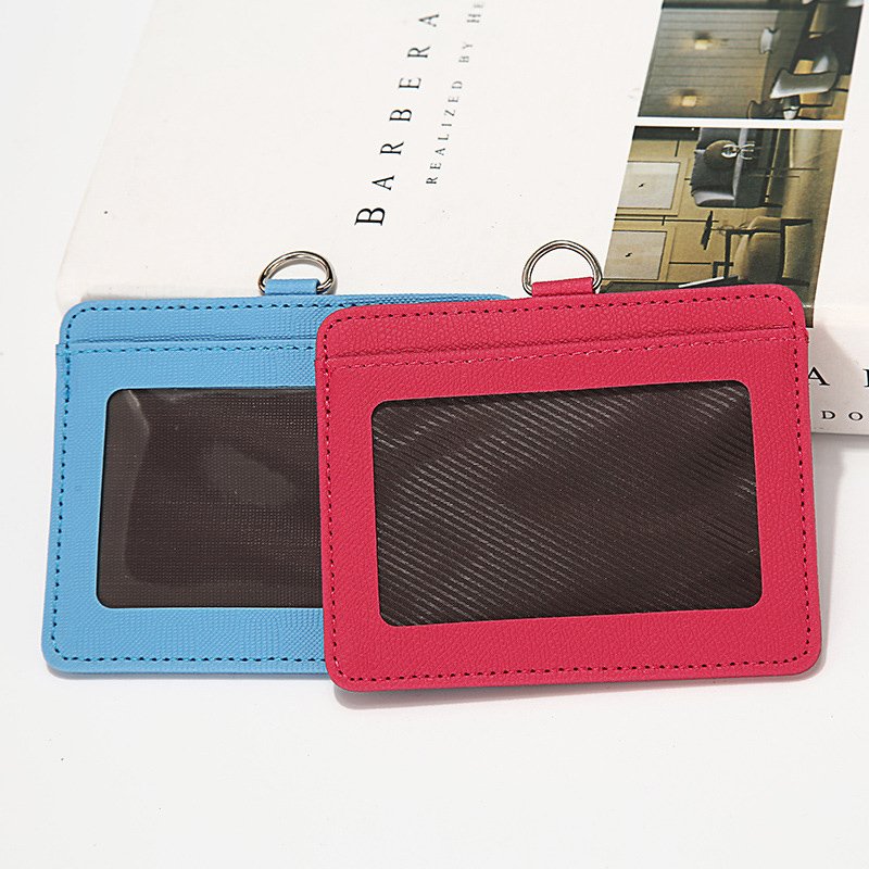 PU leather ID badge card holder with custom LOGO