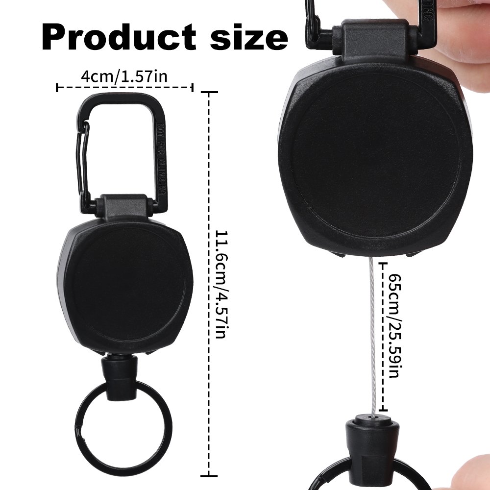 Multifunctional High Stretch Easy To Pull D Hook Stainless Steel Heavy Duty Metal Id Reractable Badge Holder With Carabine Reel