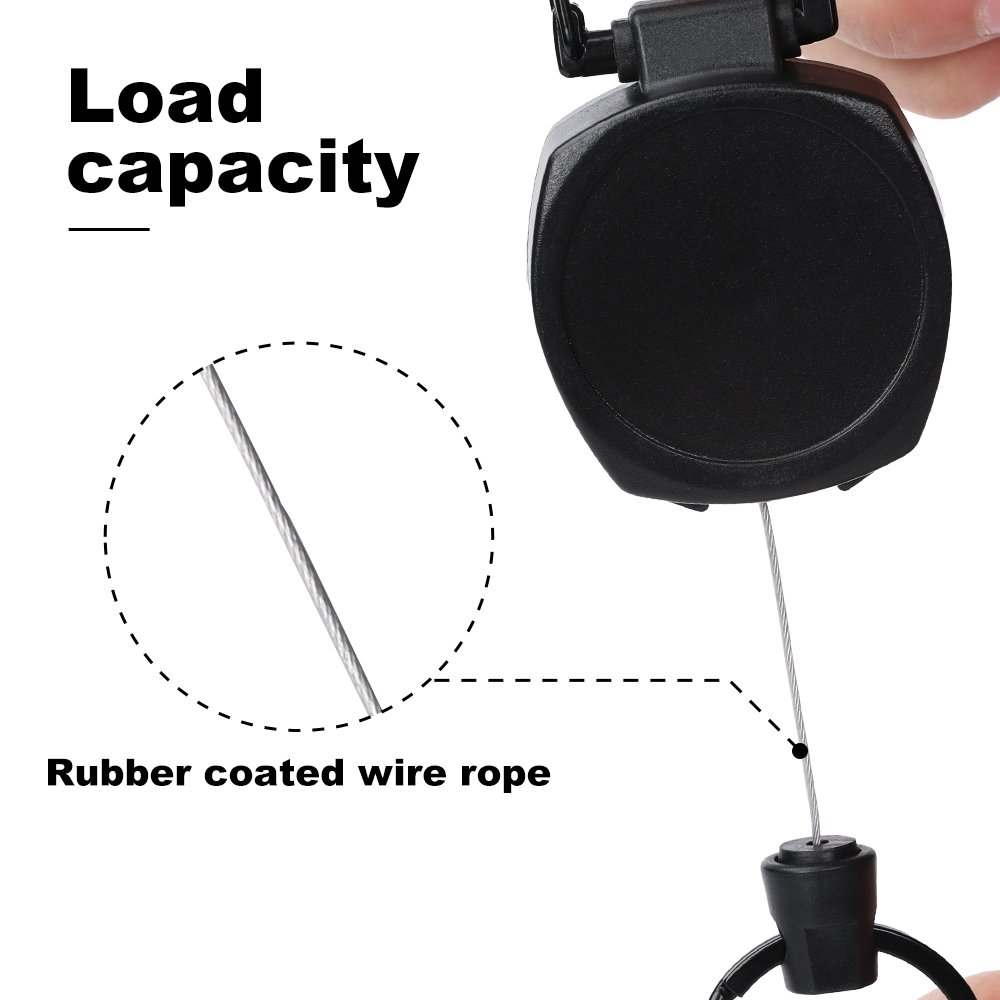 Multifunctional High Stretch Easy To Pull D Hook Stainless Steel Heavy Duty Metal Id Reractable Badge Holder With Carabine Reel