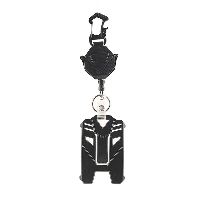 Multi-function retractable automatic elastic easy draw wire rope anti-theft with bottle opener mountaineering key chain
