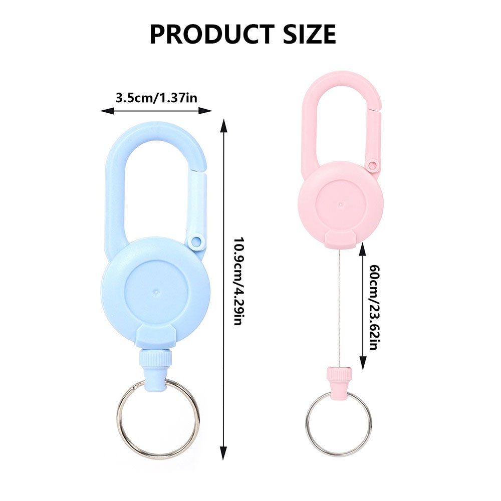 Retractable Keychain Heavy Duty Carabiner Badge Holder Reel Carabiner Id Card Holders 60cm Retractable Cord Plastic Keychains