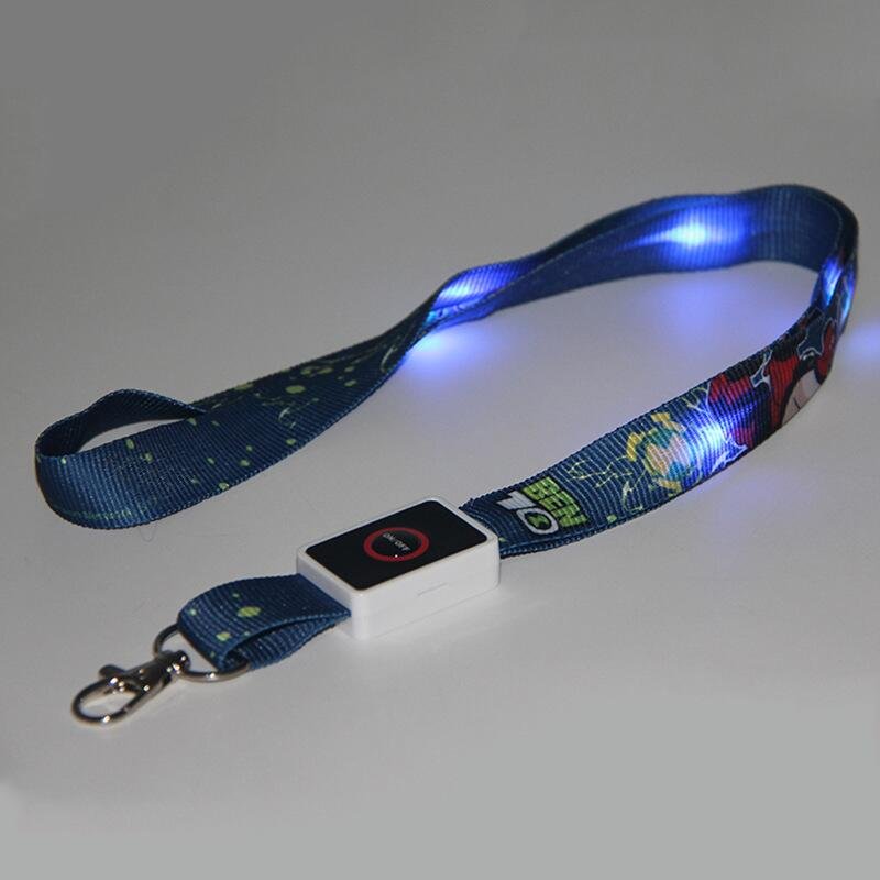 Promotional Gift Custom Logo Lighted Neck Lanyard Long LED Light Up Lanyards For Events