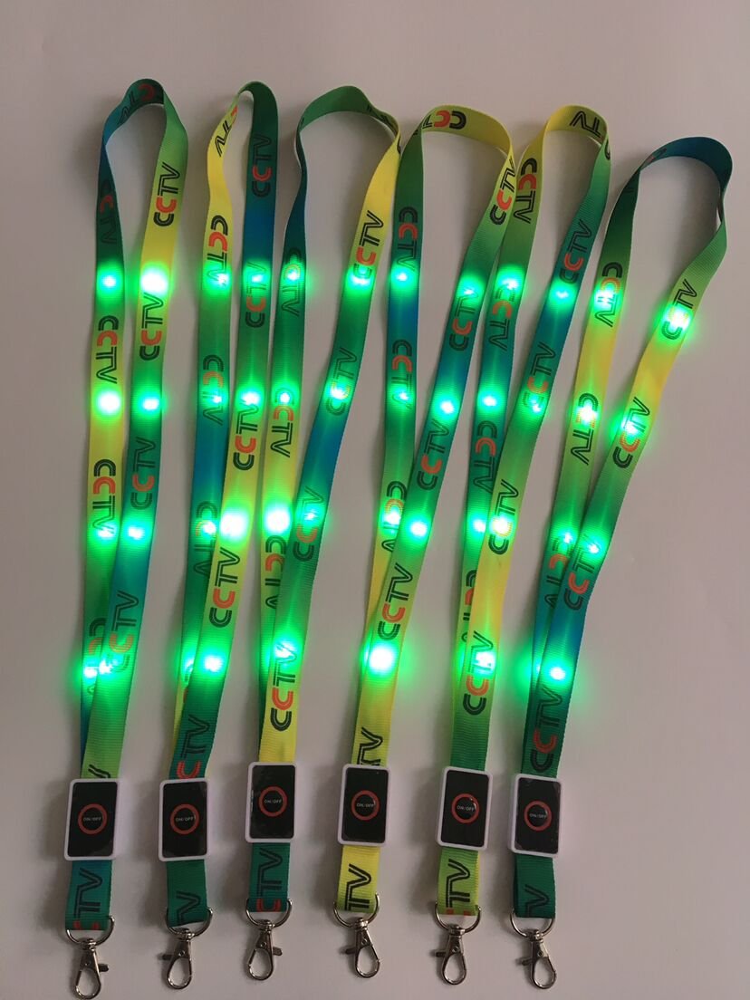 Promotional Gift Custom Logo Lighted Neck Lanyard Long LED Light Up Lanyards For Events