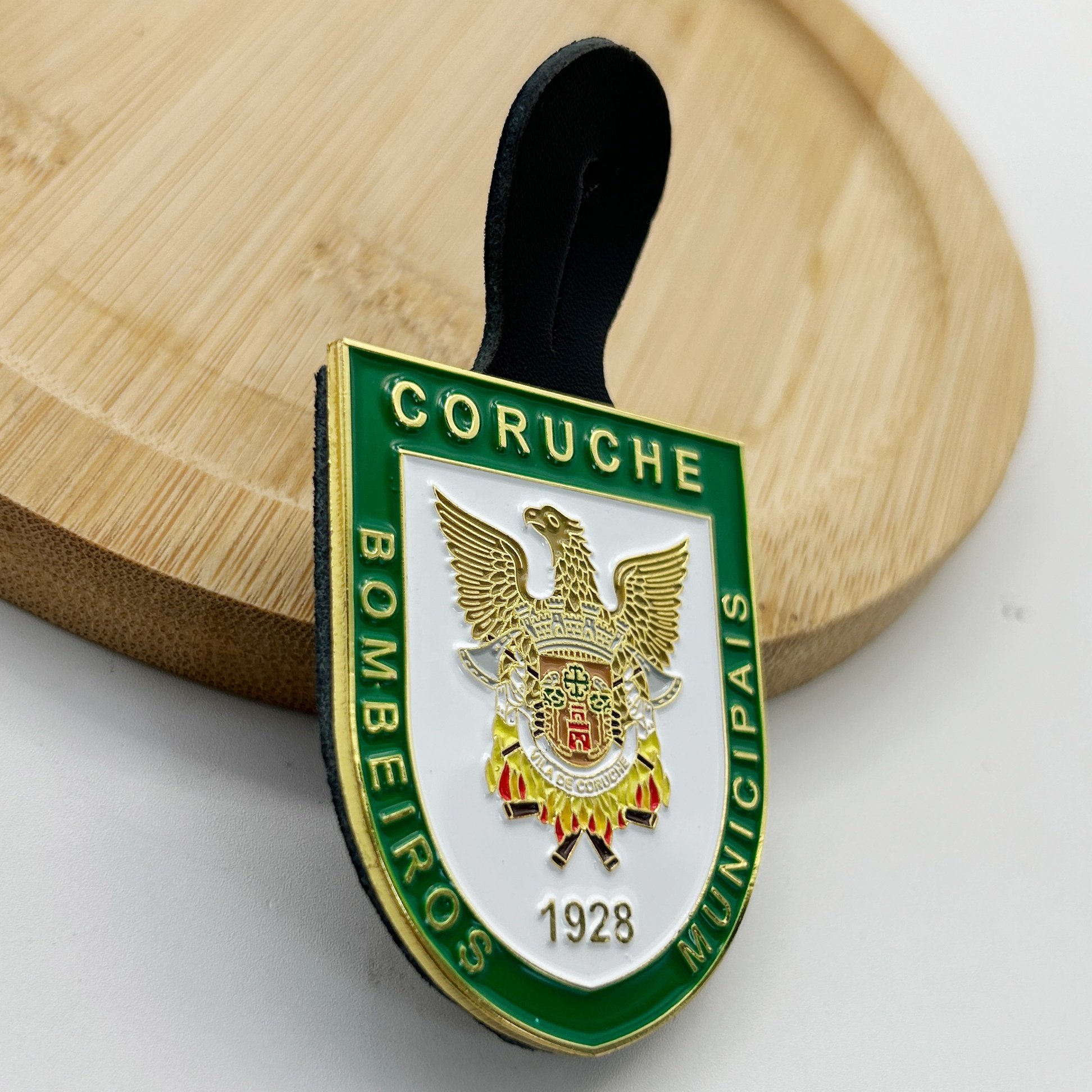 PU Leather Badge Holder Patch Emblem Epaulet High Quality Eagle Custom Metal Design Badge Logo Embossed Soft Enamel Lapel Pin